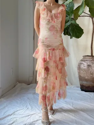 1930s Pink Sheer Tulle Gown - XS