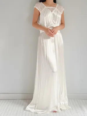1930s Satin and Lace Dress - M