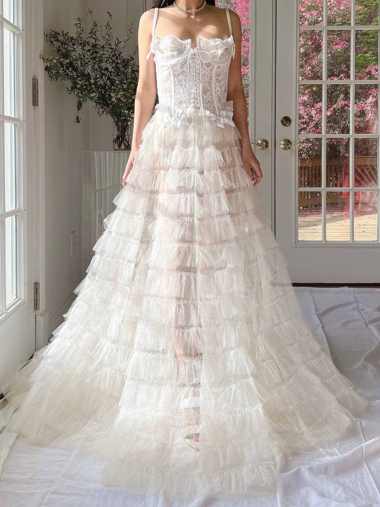 1950s Ivory Tulle Skirt - S