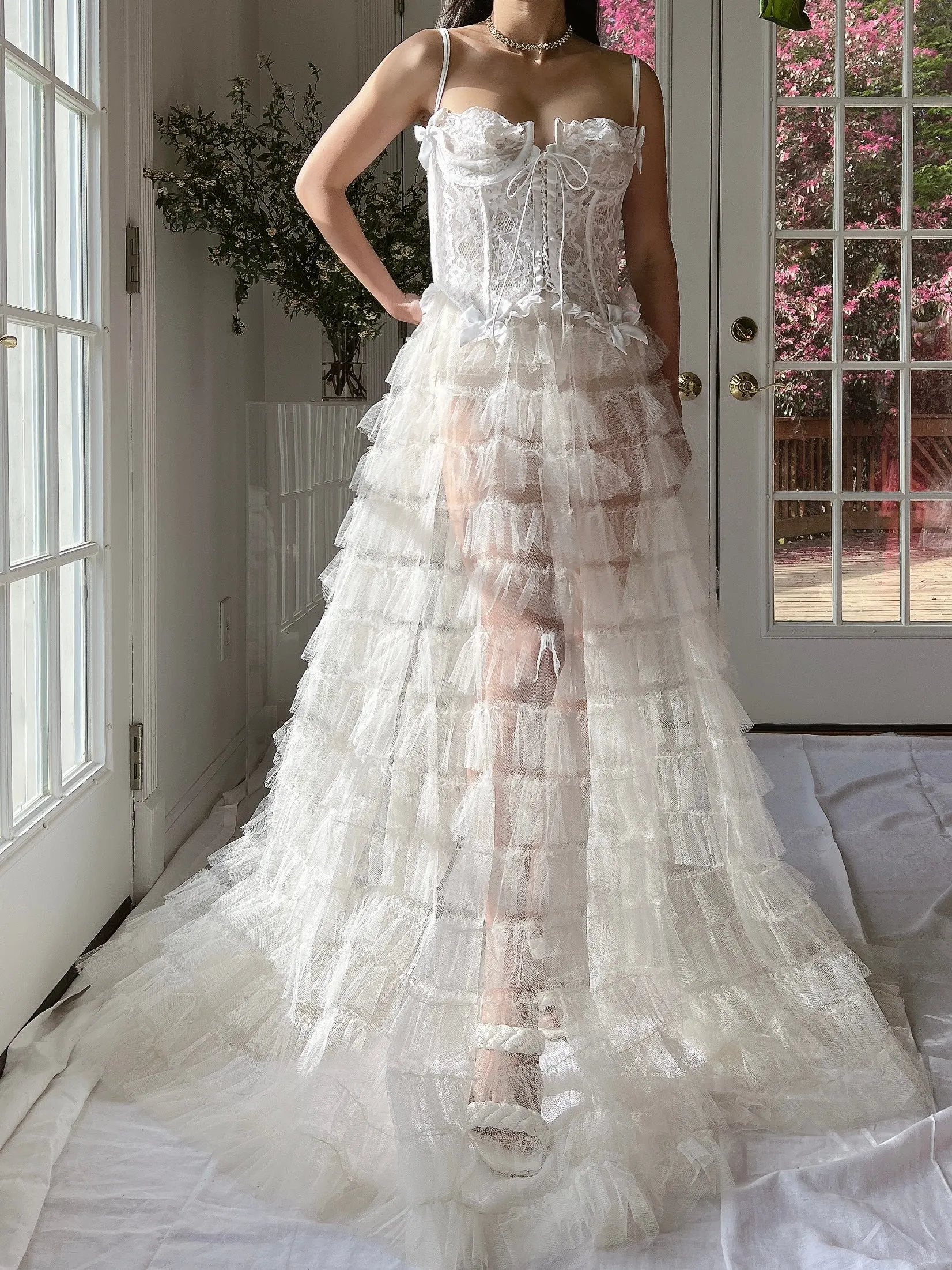 1950s Ivory Tulle Skirt - S