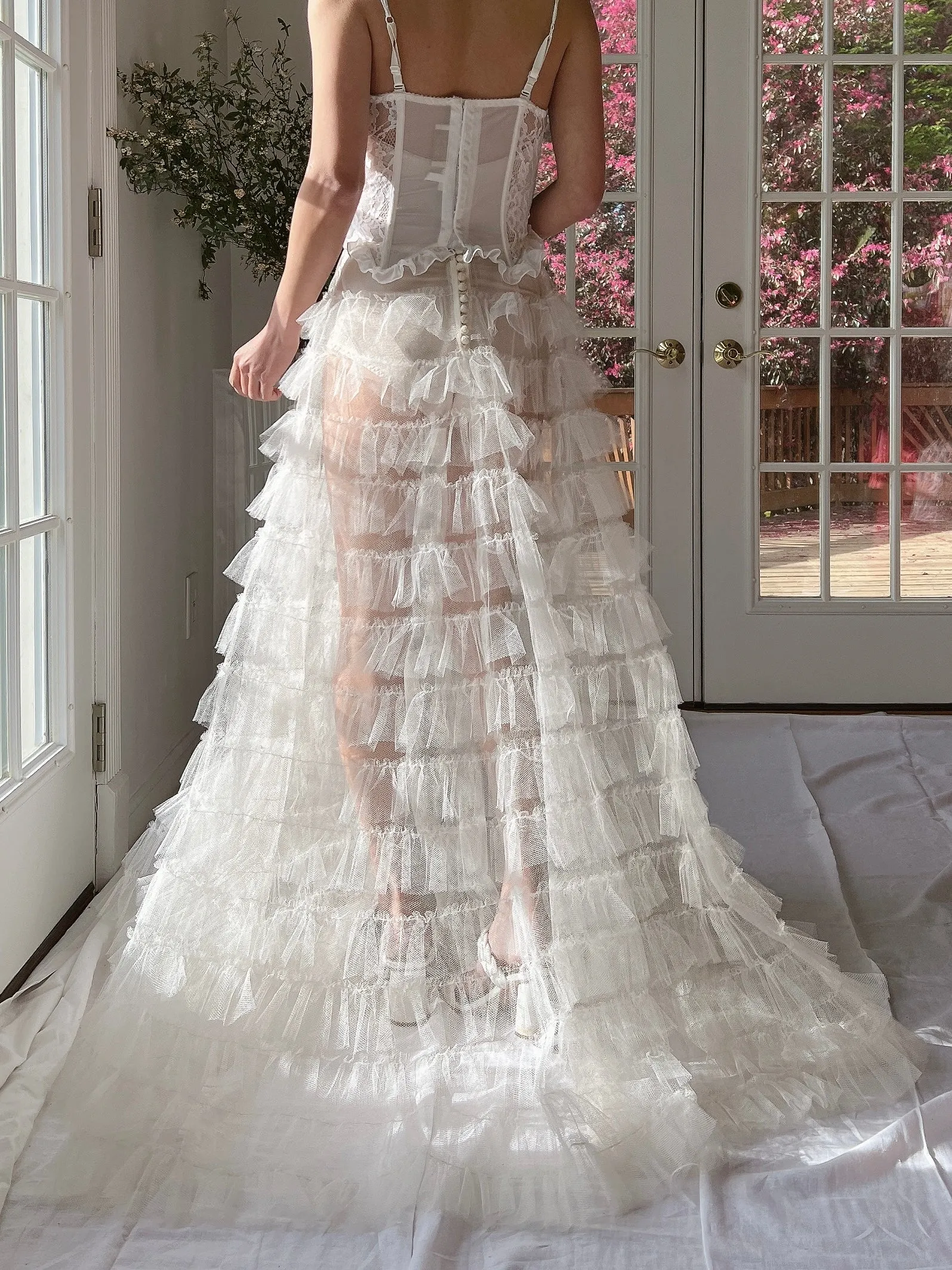 1950s Ivory Tulle Skirt - S
