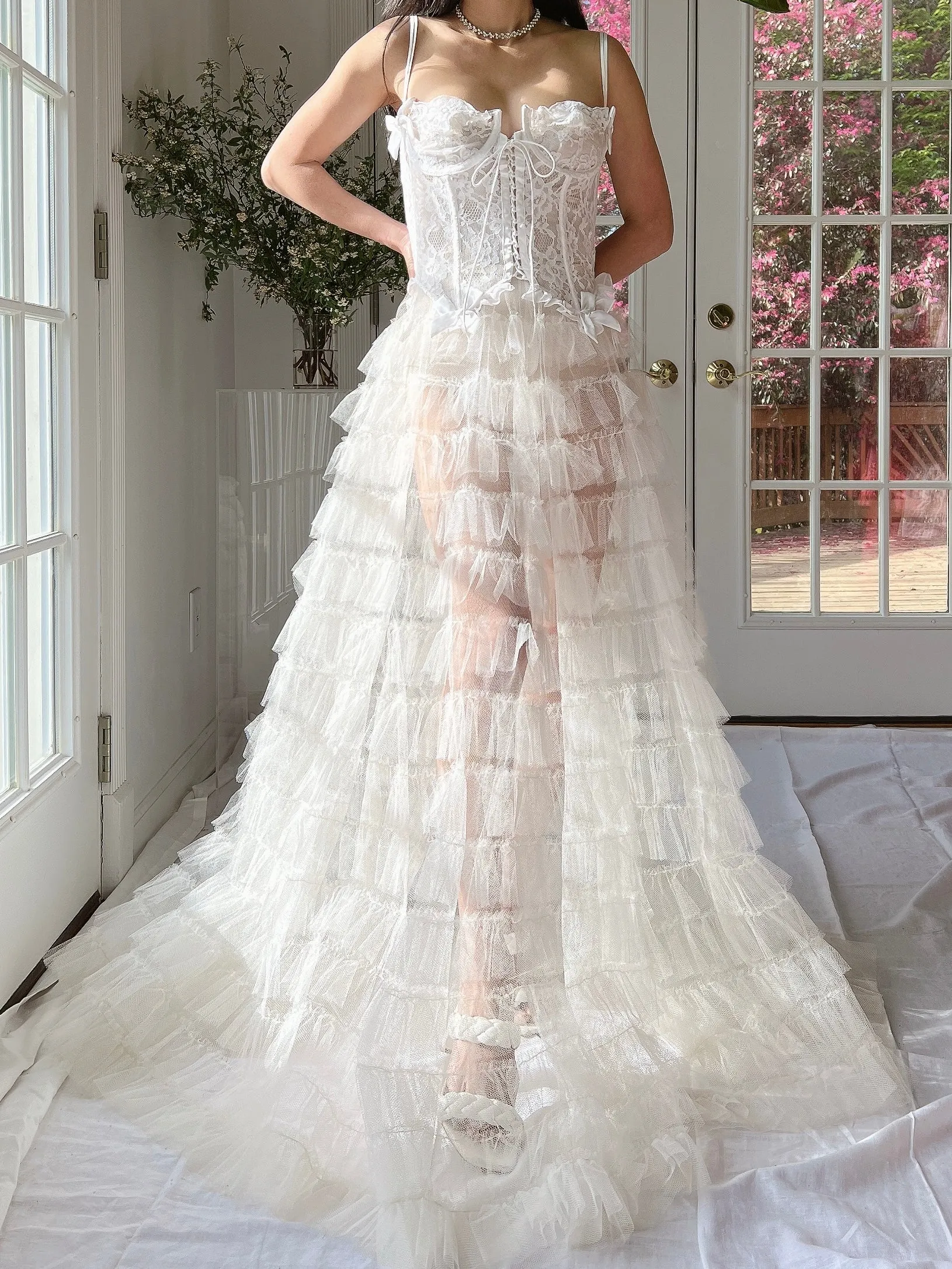 1950s Ivory Tulle Skirt - S
