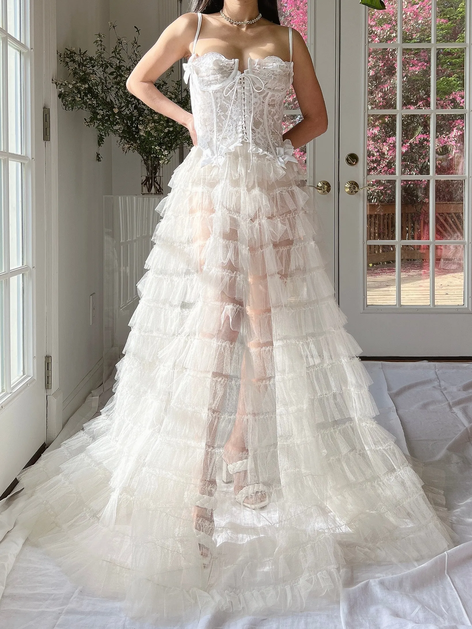 1950s Ivory Tulle Skirt - S