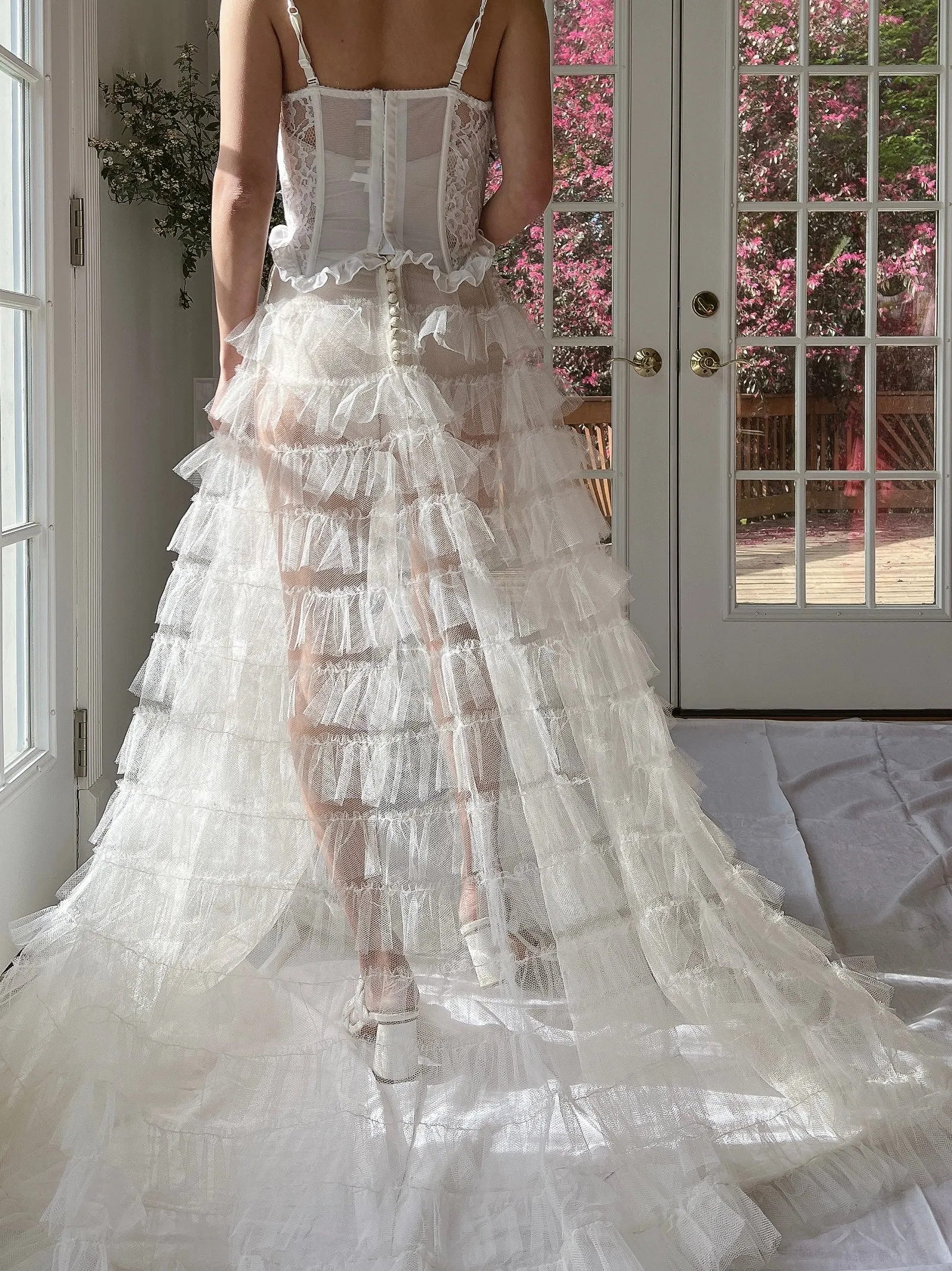 1950s Ivory Tulle Skirt - S