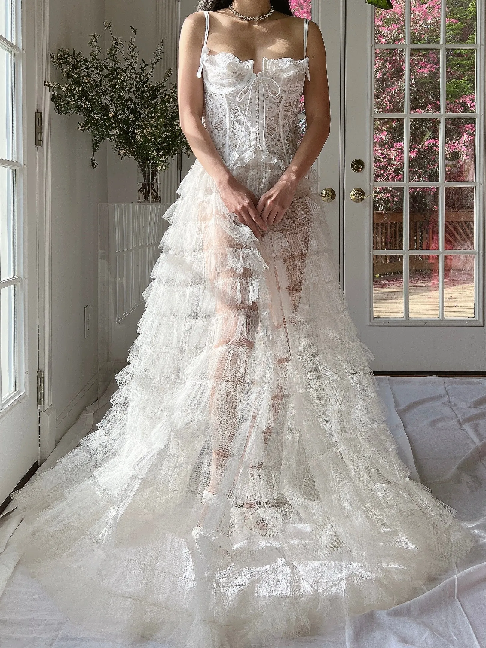 1950s Ivory Tulle Skirt - S