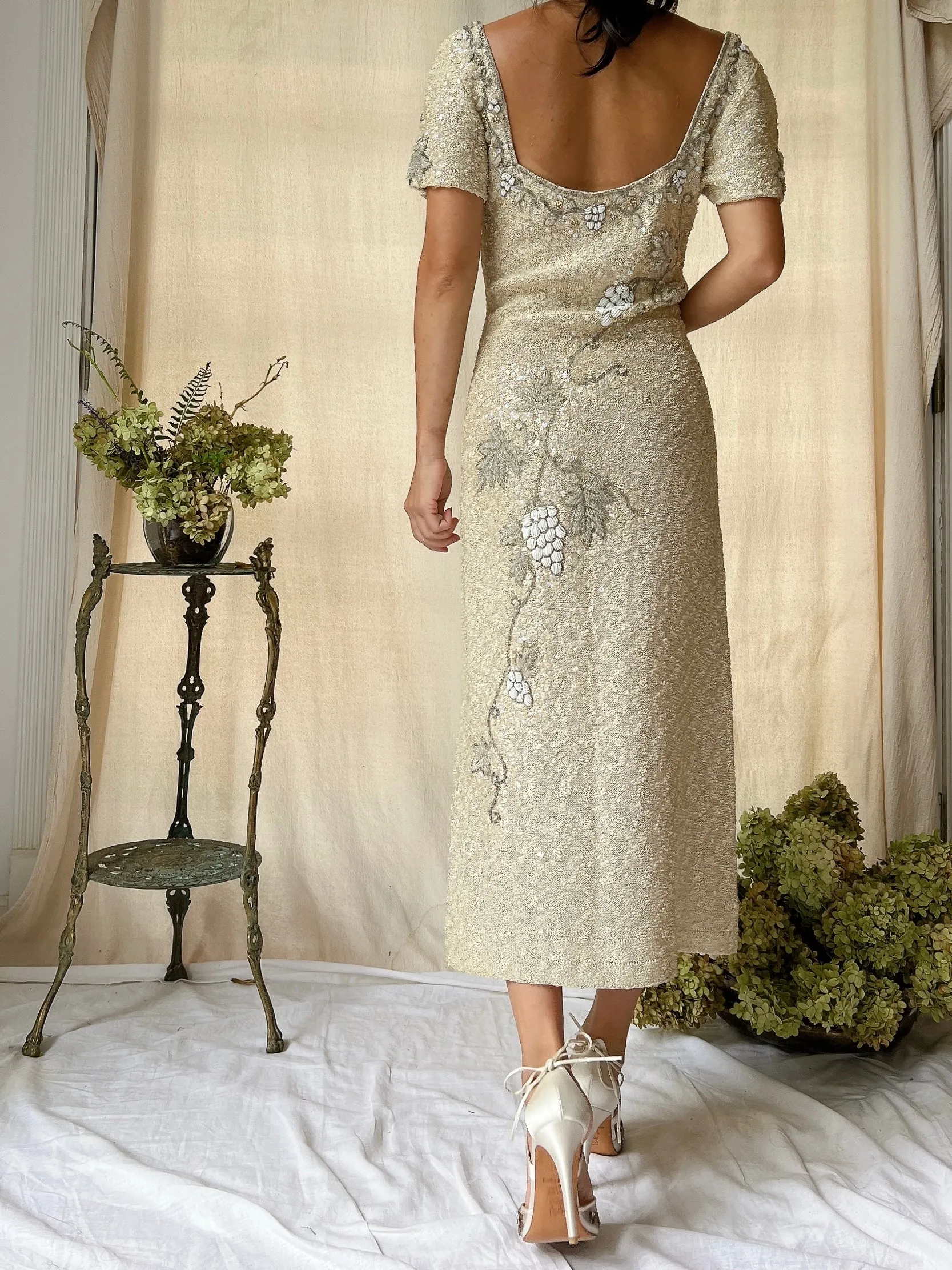 1960s Knitted Beaded Dress - XS