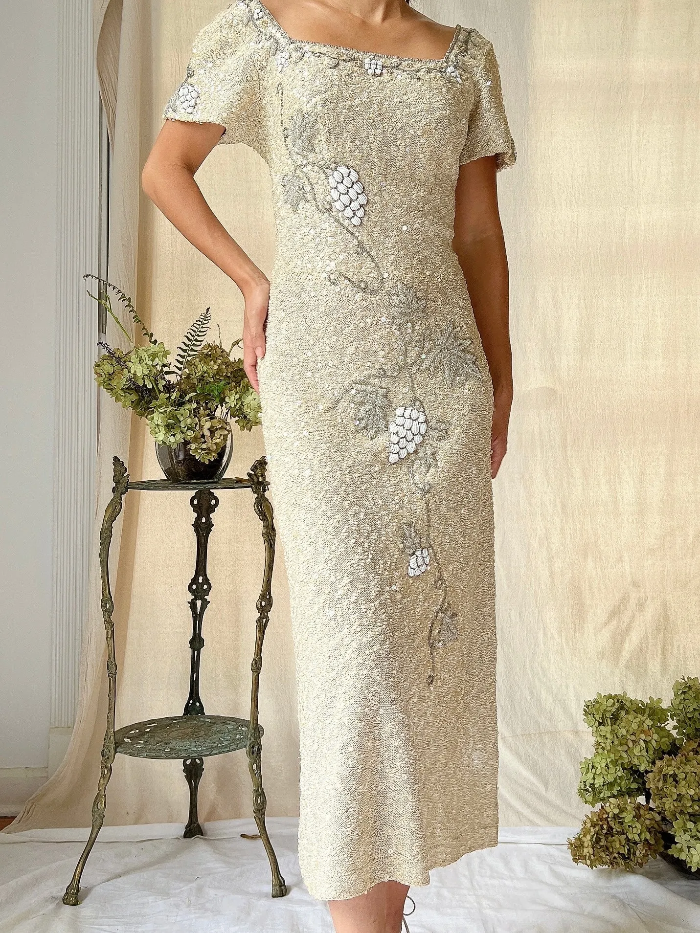 1960s Knitted Beaded Dress - XS