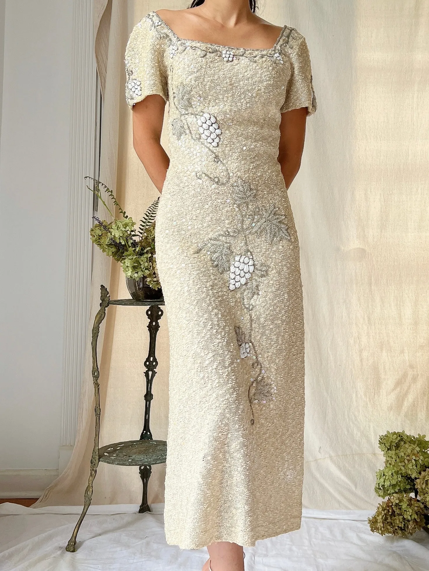 1960s Knitted Beaded Dress - XS