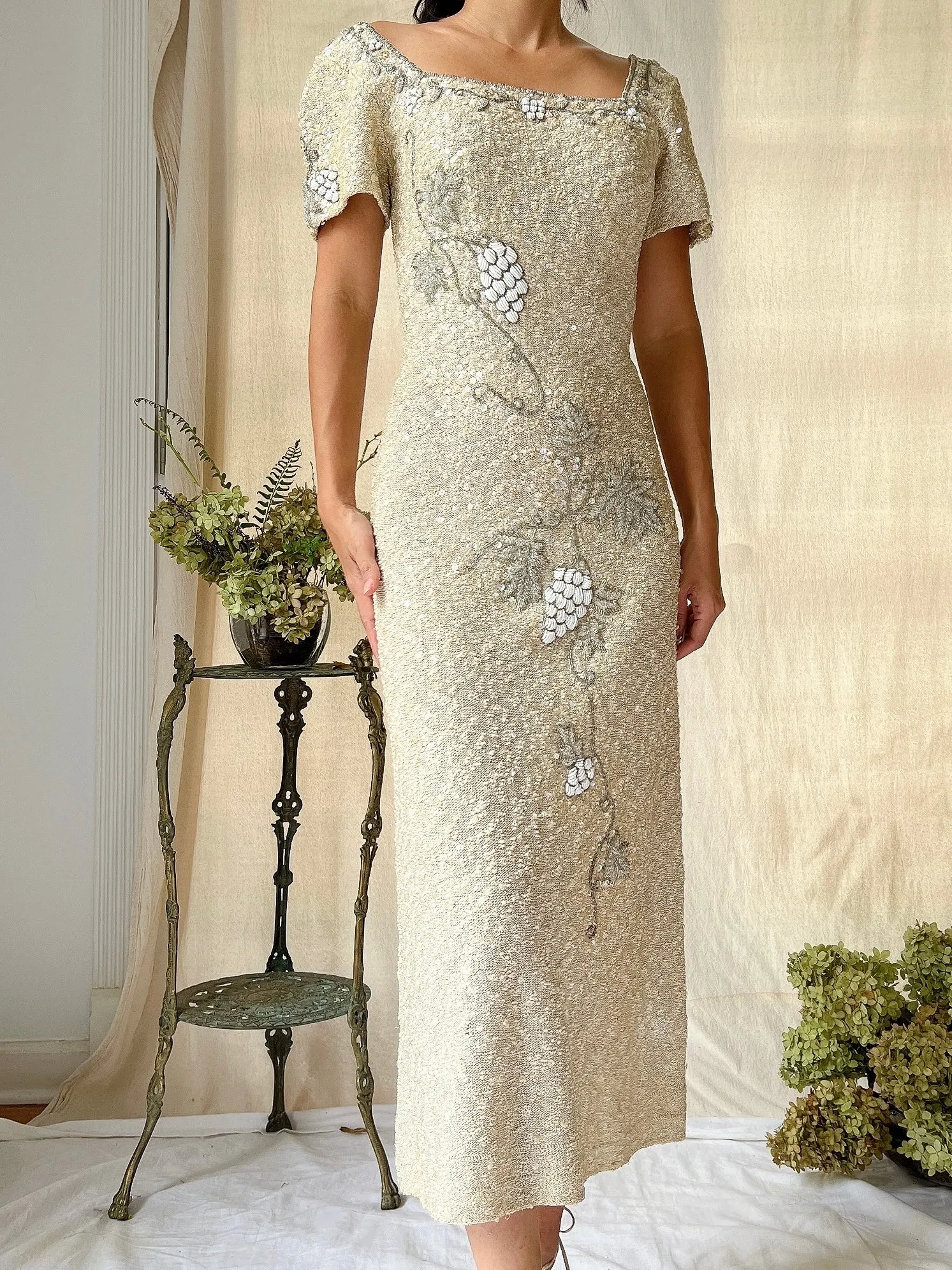 1960s Knitted Beaded Dress - XS