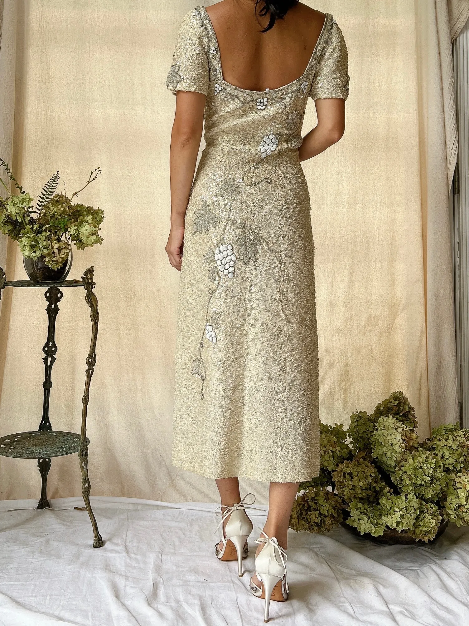 1960s Knitted Beaded Dress - XS