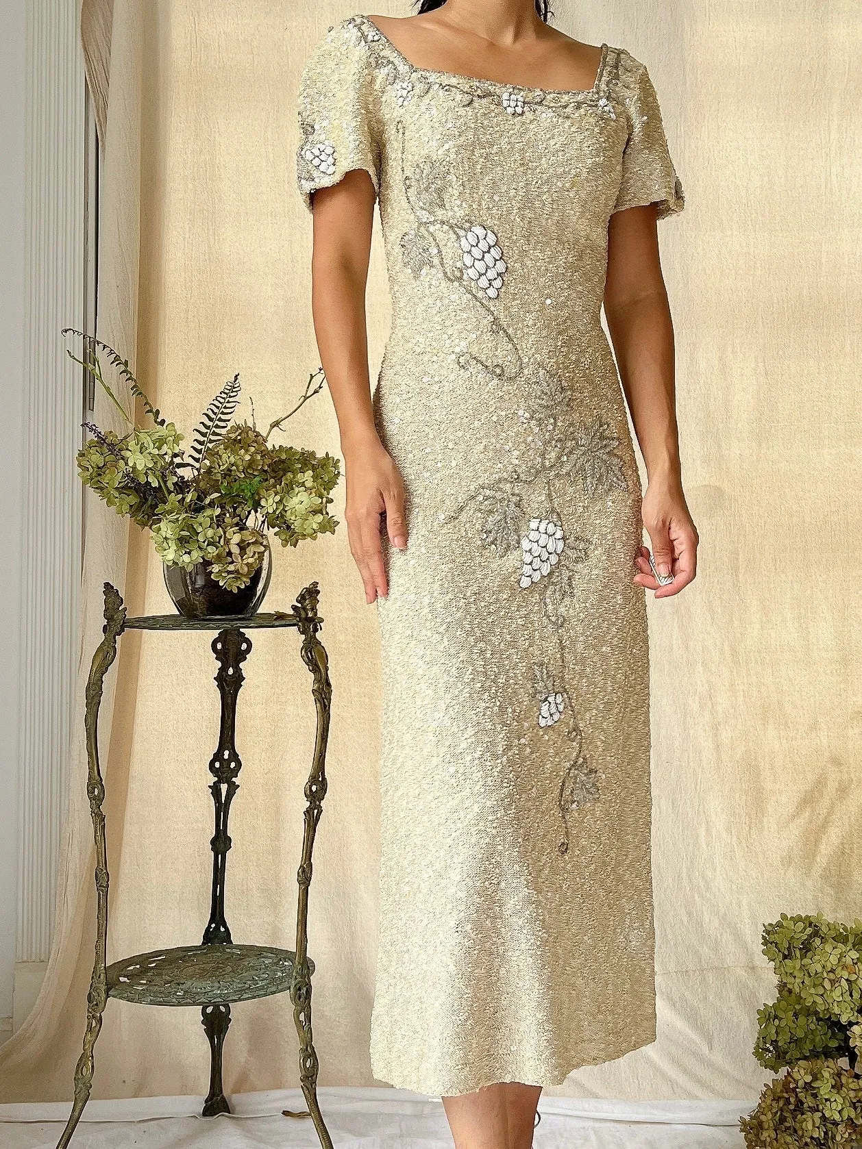 1960s Knitted Beaded Dress - XS