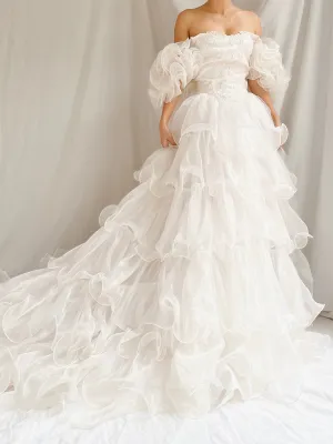 1980s Voile Tiered Ruffle Gown - XS/S