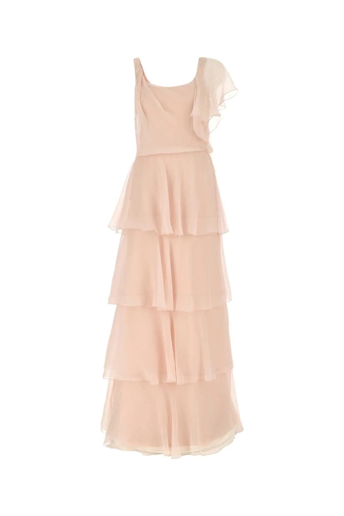 Alberta Ferretti Ruffled Georgette Sleeveless Long Dress