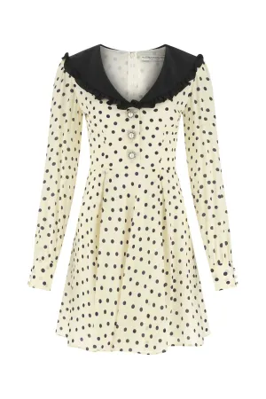 Alessandra Rich Polka Dot Print Ruffled Dress