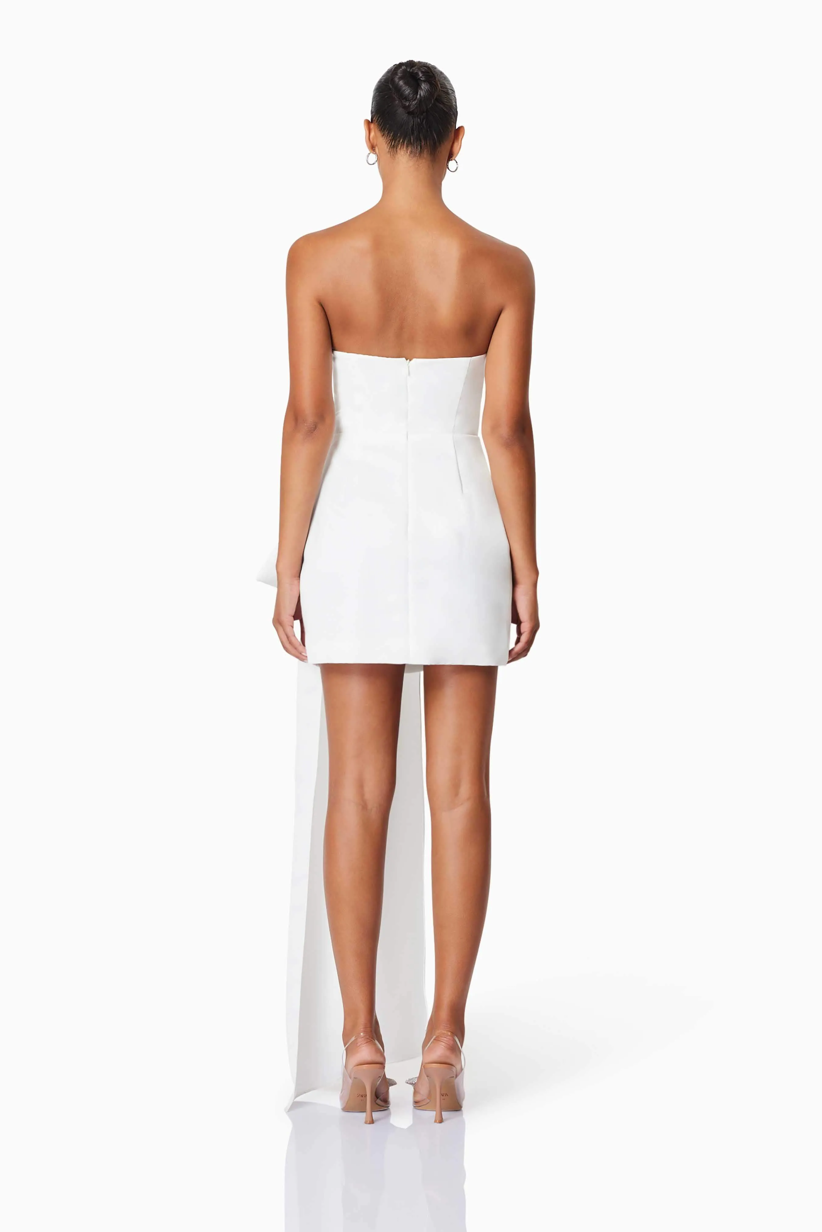 Alice Bow Strapless Mini Dress In White