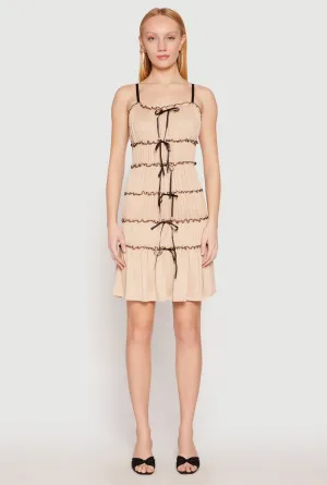 Almost Famous Bow Contrast Tiered Dress
