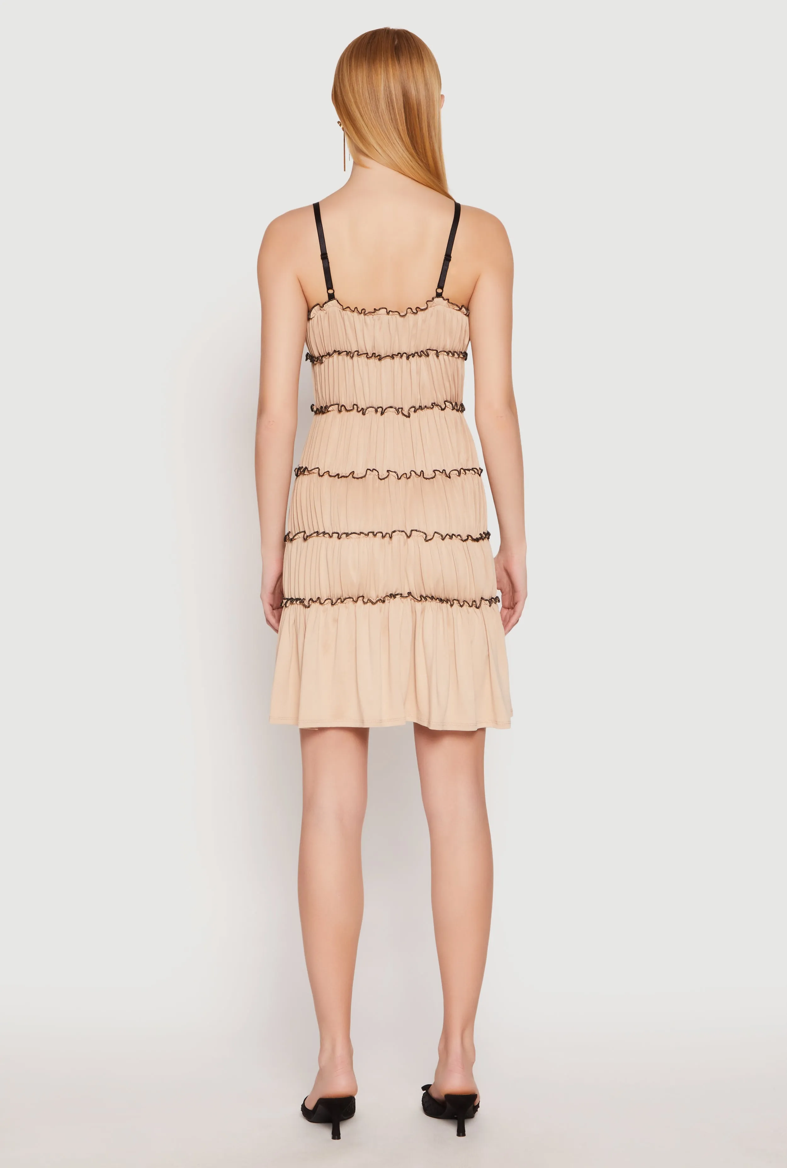 Almost Famous Bow Contrast Tiered Dress