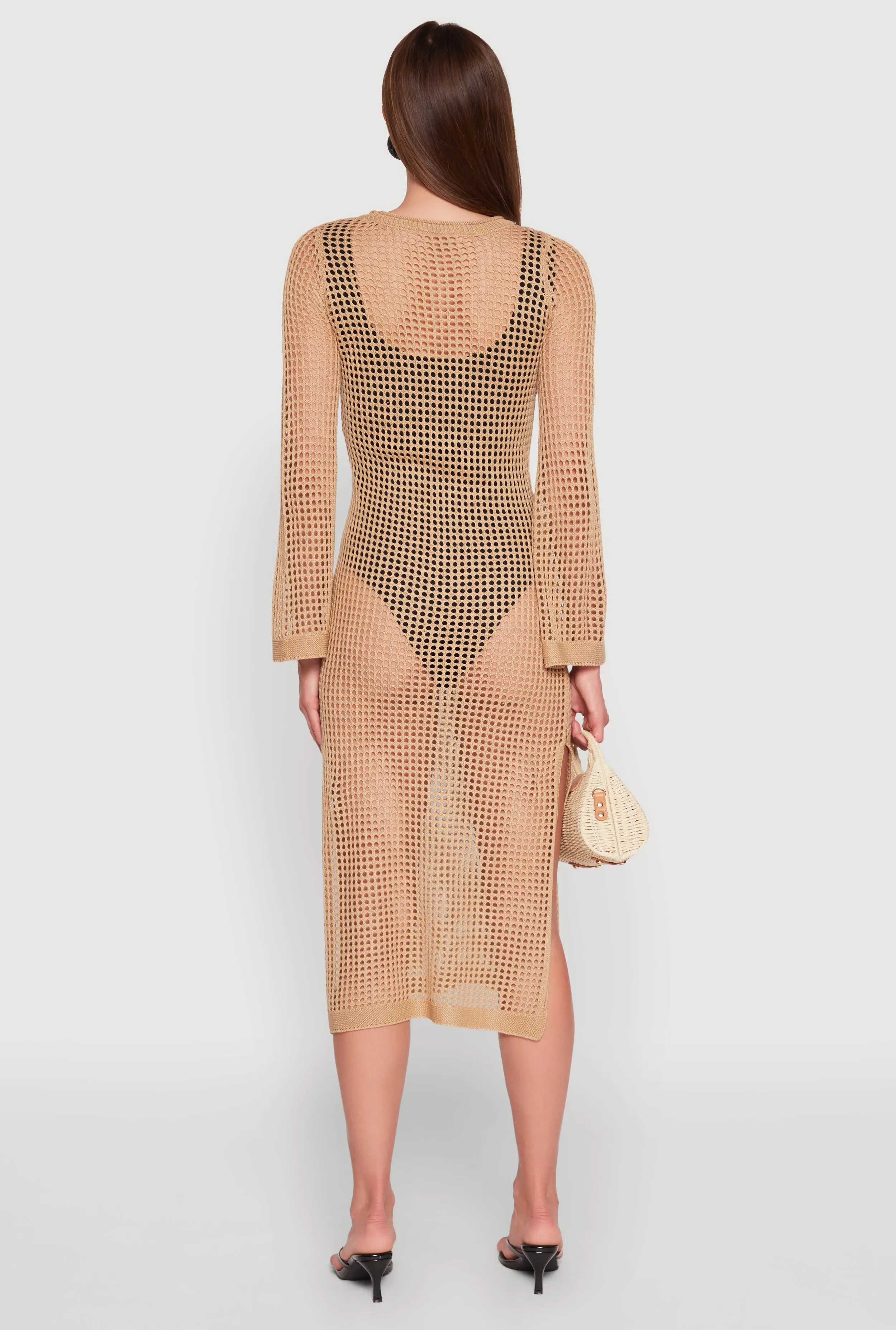 Almost Famous Crochet Side Slit Maxi Dress