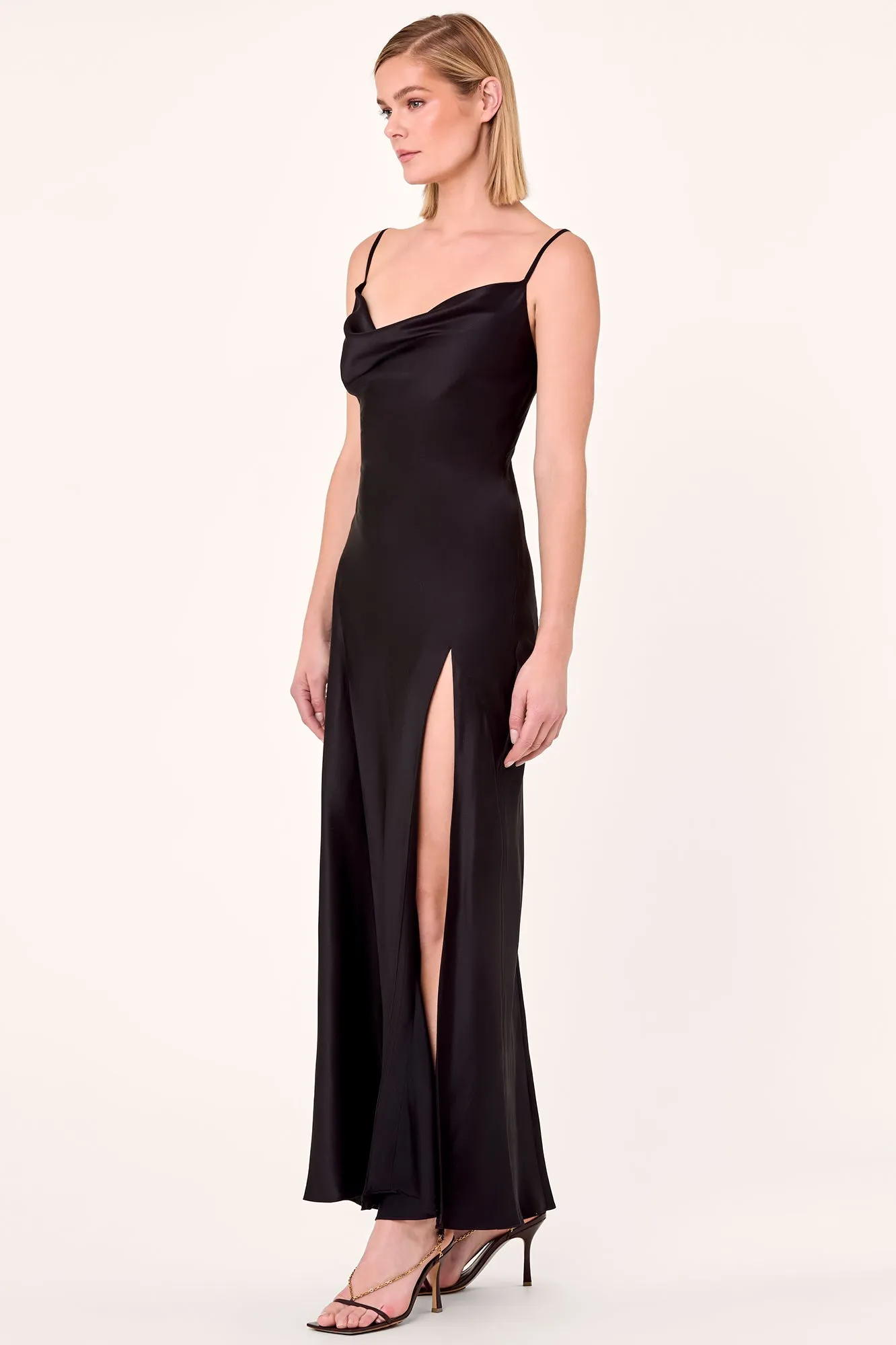 Ariel Satin Dress - Black