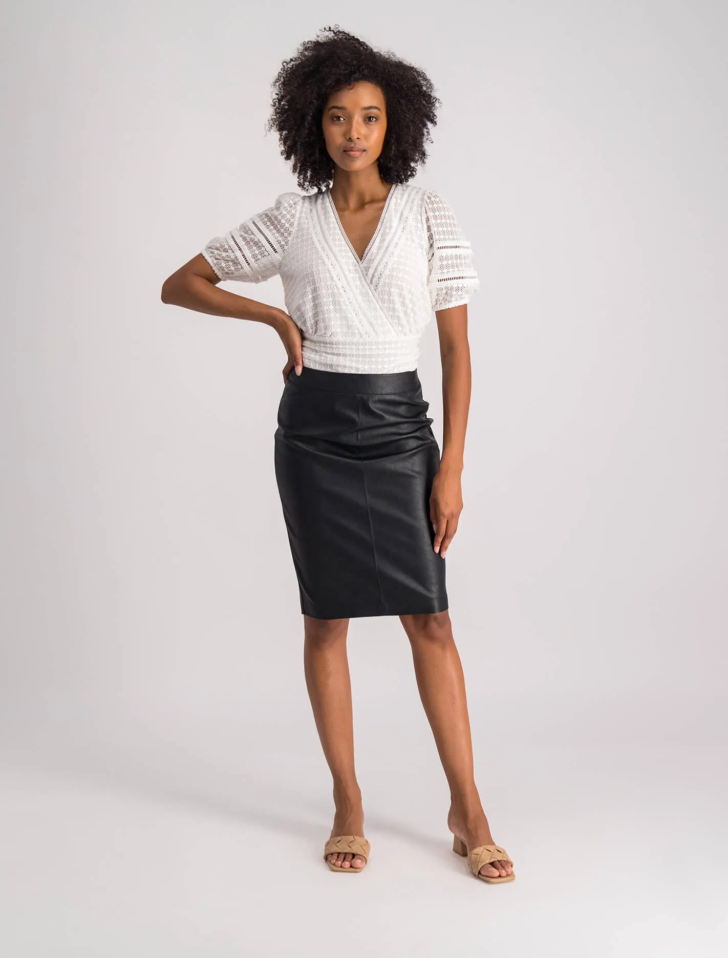 Ariel Spliced Lace Wrap Top