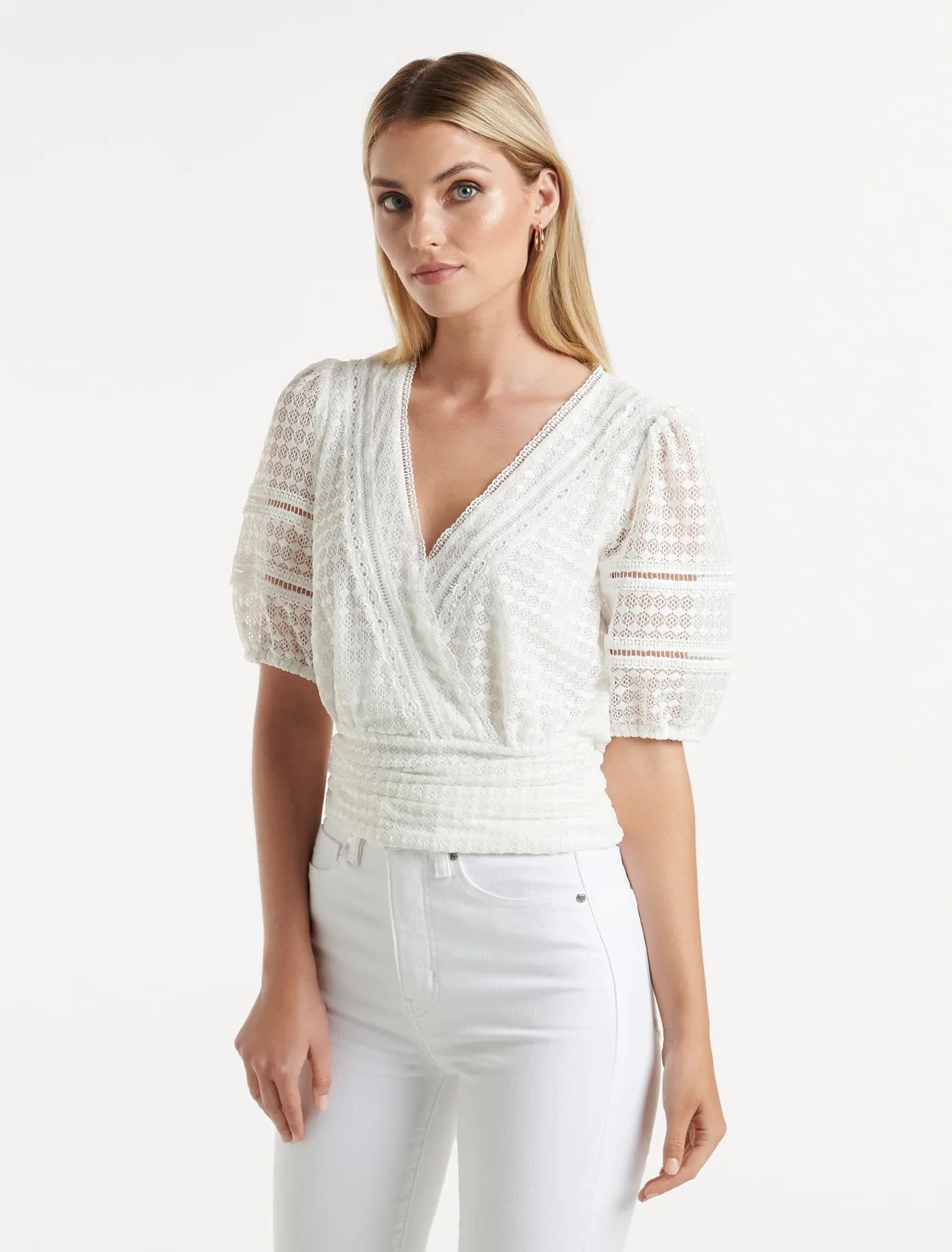 Ariel Spliced Lace Wrap Top