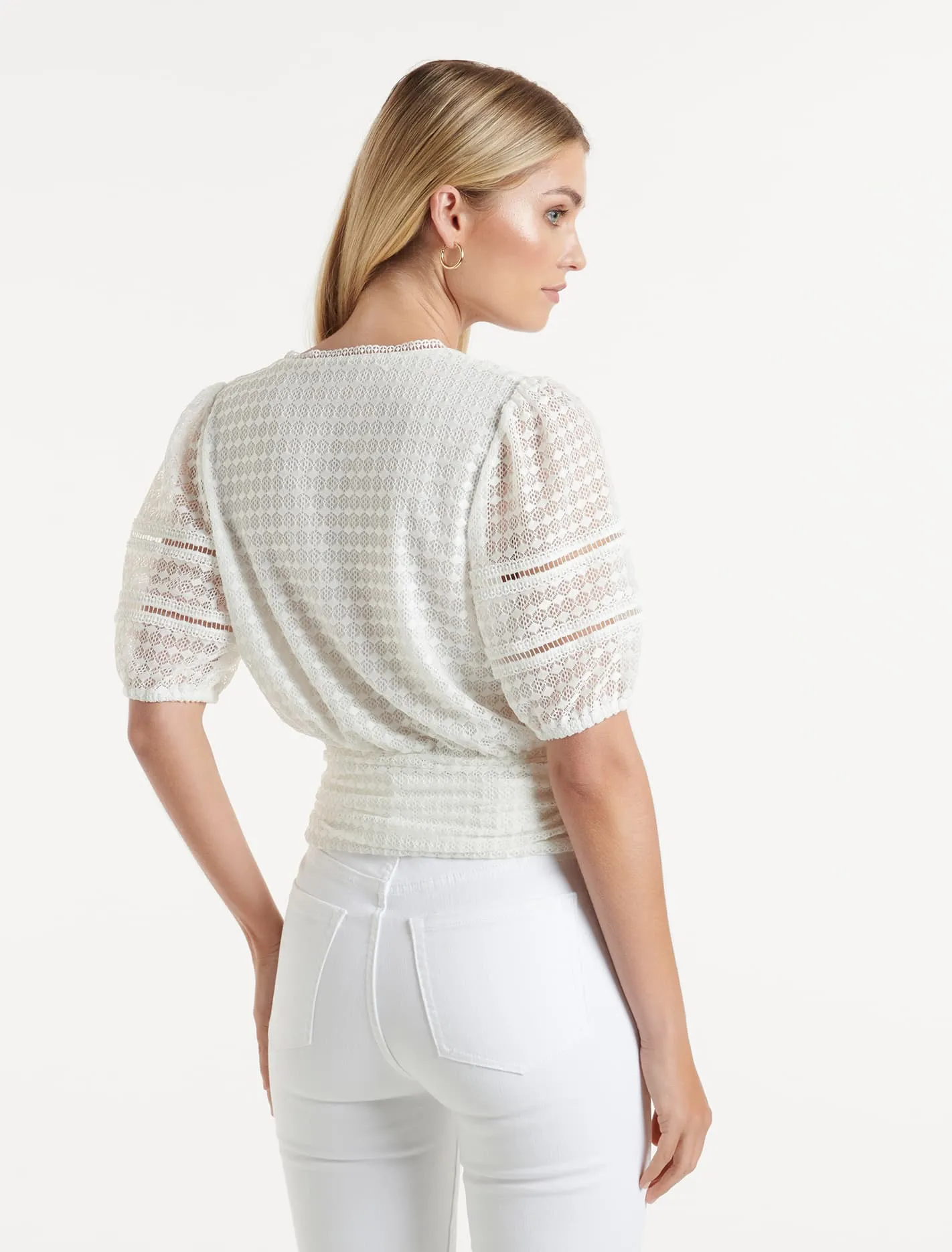 Ariel Spliced Lace Wrap Top
