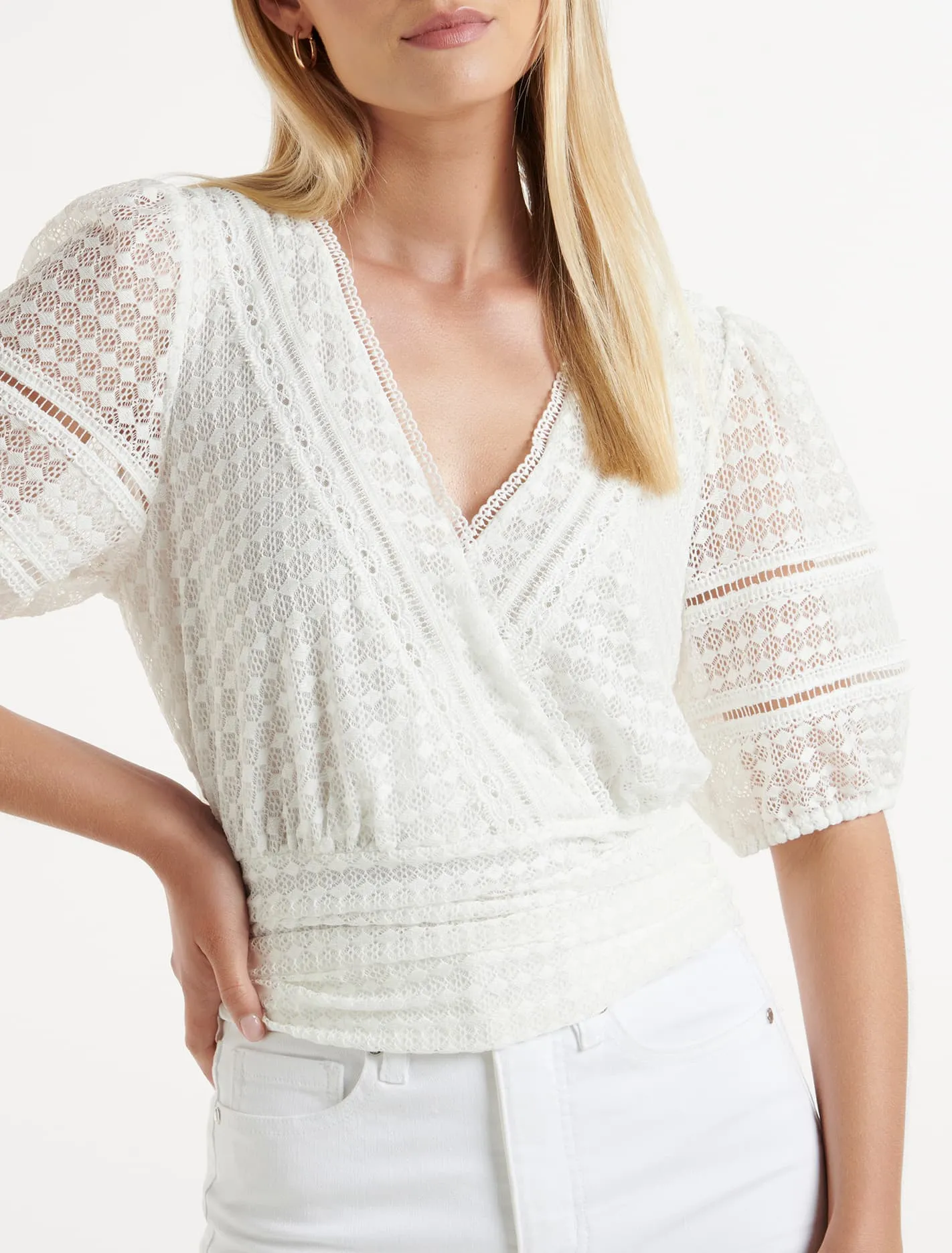 Ariel Spliced Lace Wrap Top