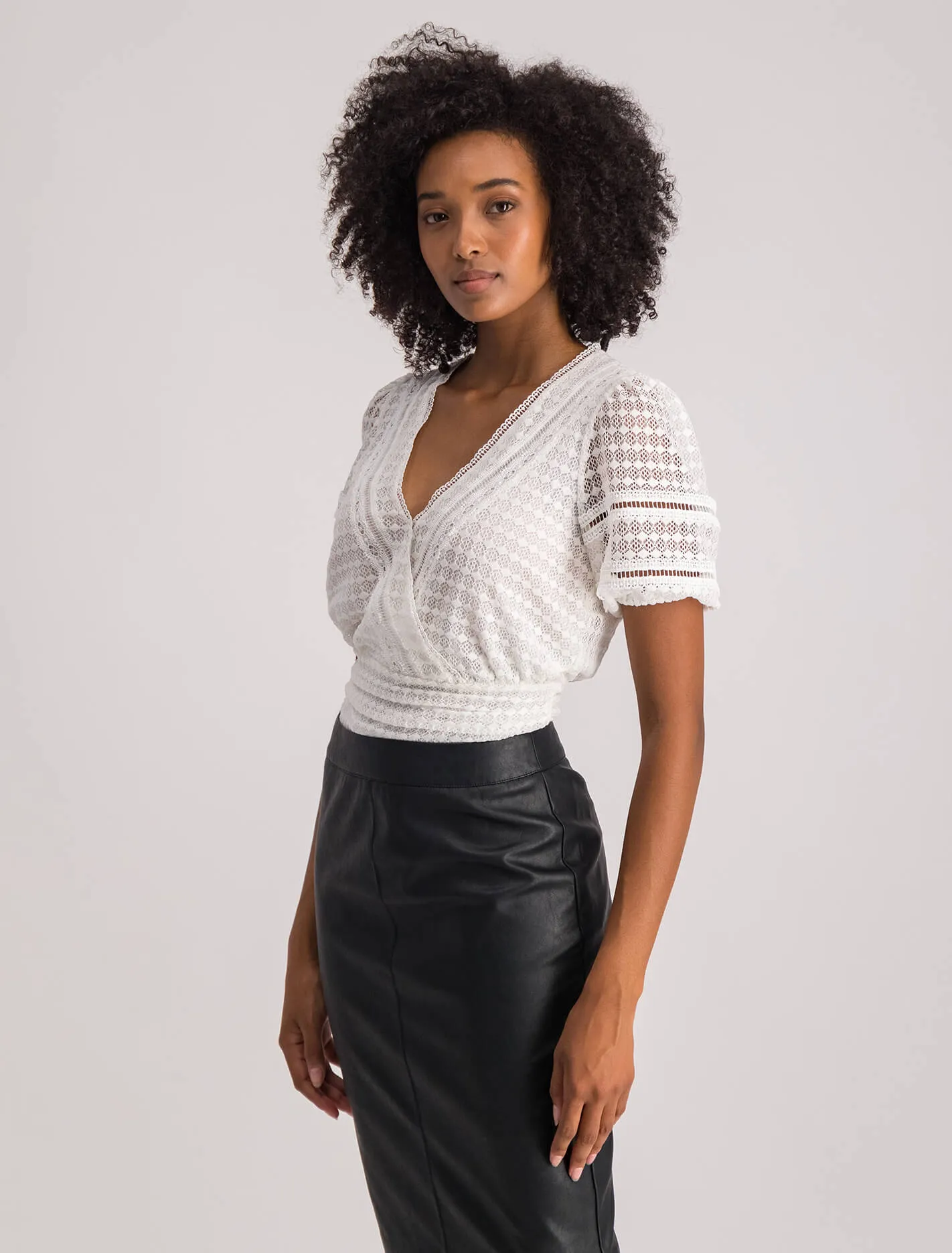 Ariel Spliced Lace Wrap Top