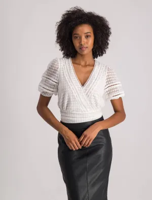 Ariel Spliced Lace Wrap Top