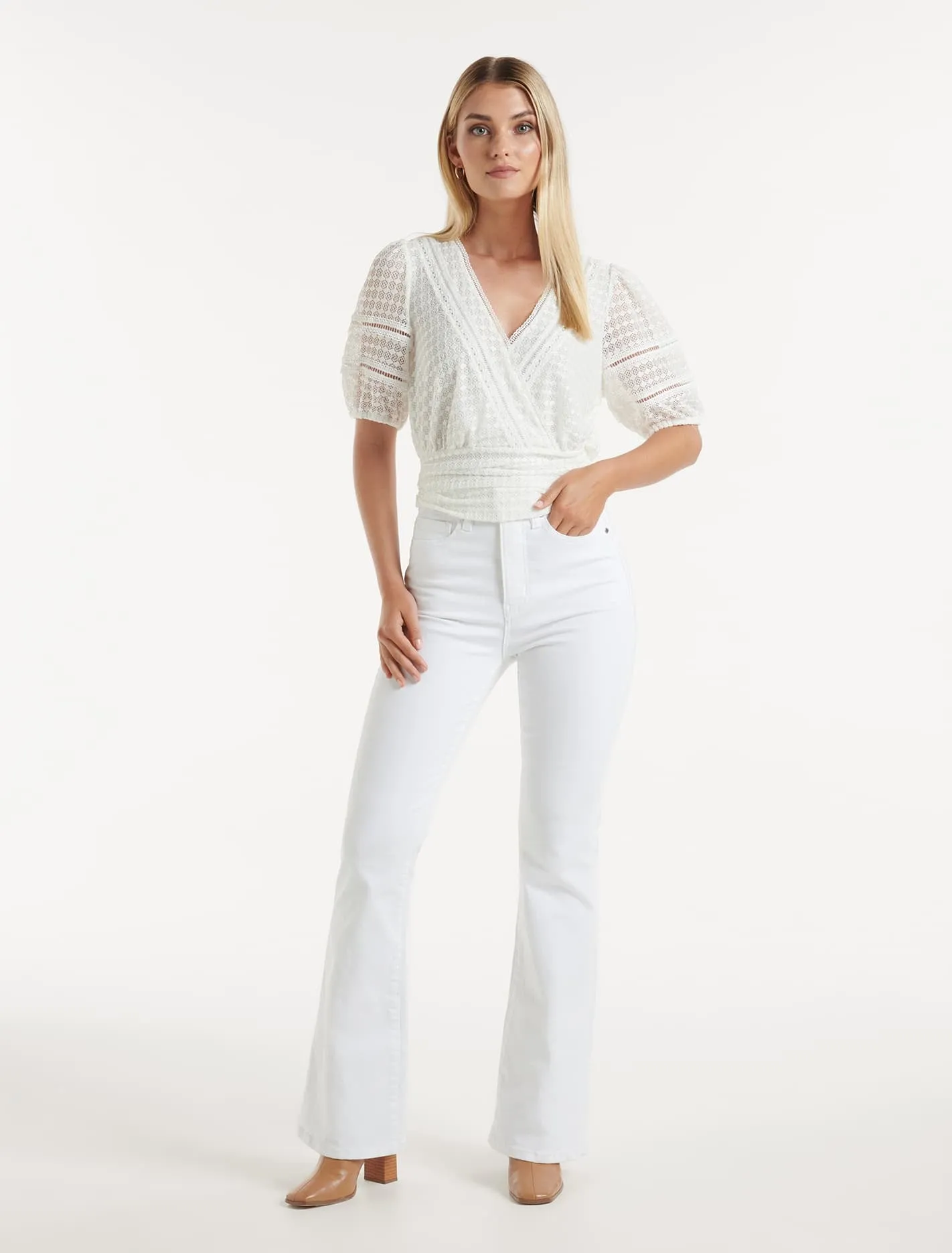 Ariel Spliced Lace Wrap Top