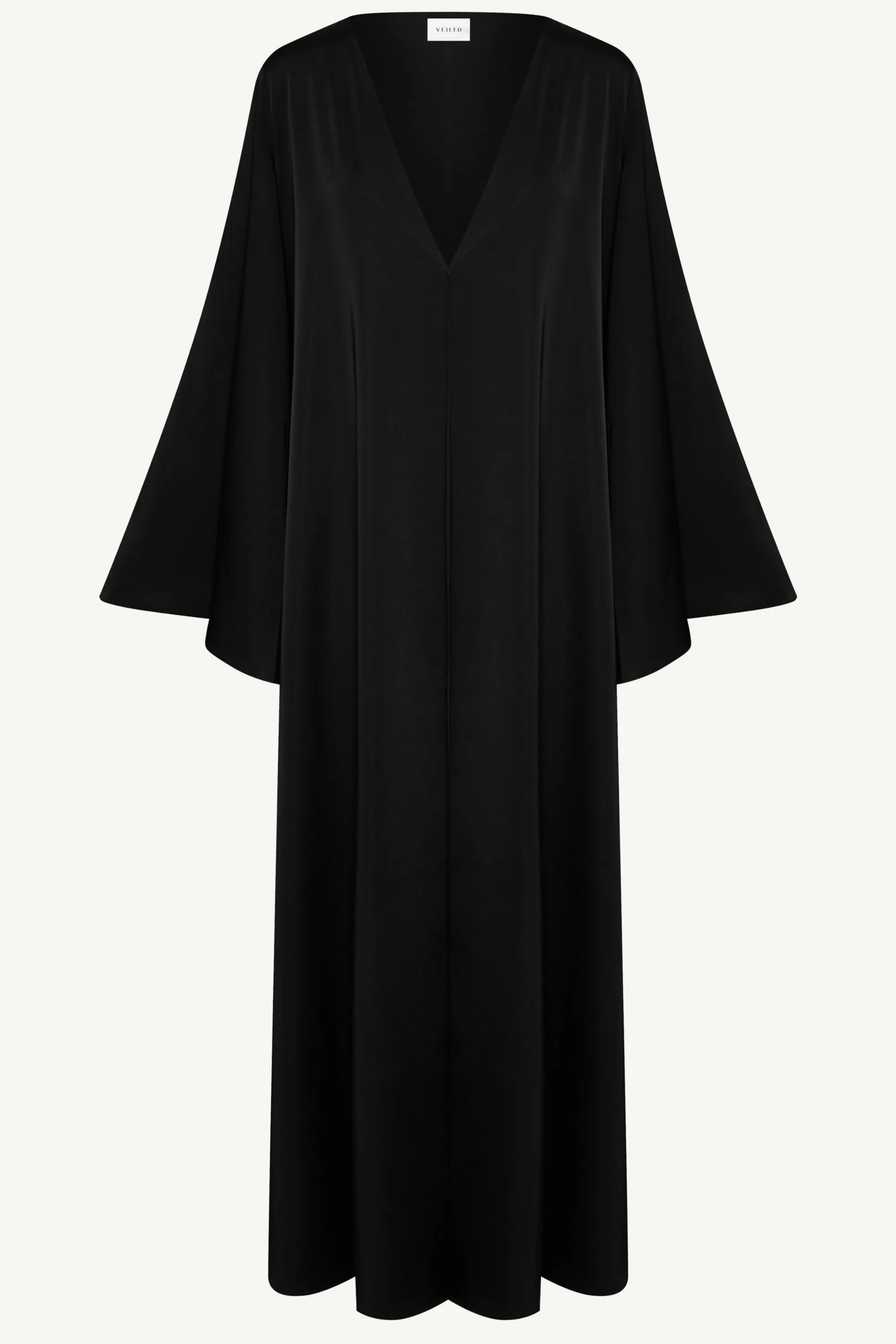 Arwa Flare Sleeve Open Abaya - Black