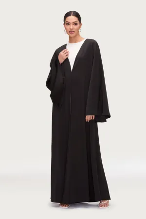 Arwa Flare Sleeve Open Abaya - Black