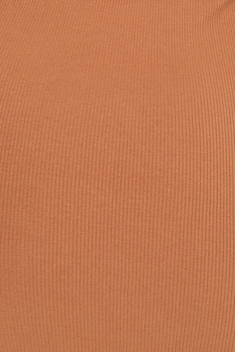 Brown Sleeveless Collared Bodycon Dress
