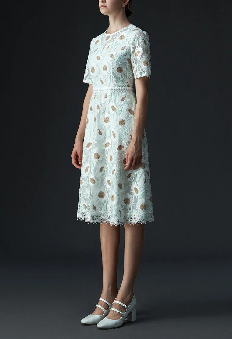 Chamomile Lace-detailing Short Sleeve Dress