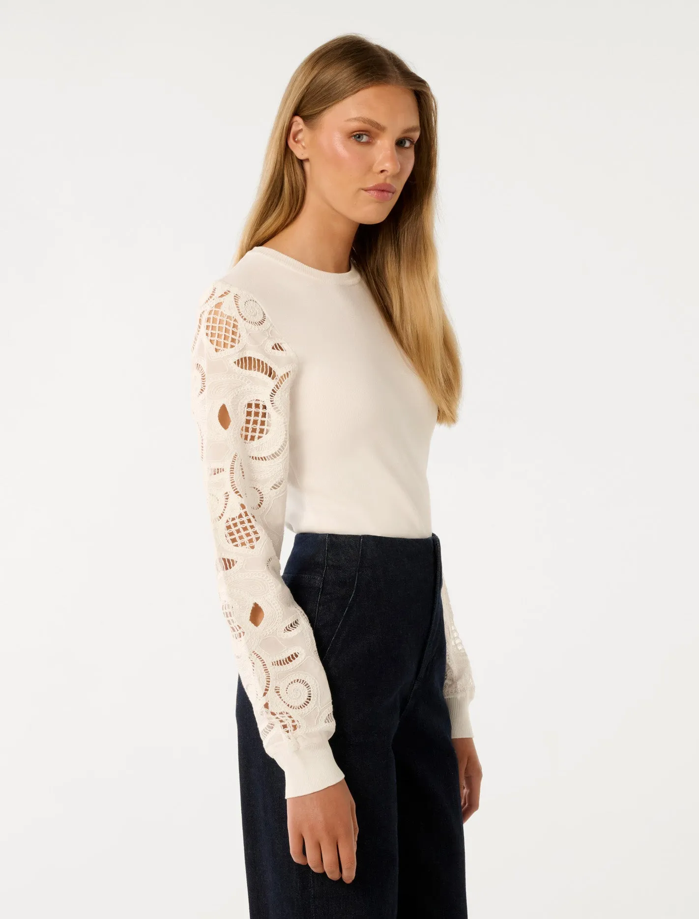 Charlie Woven Sleeve Knit Top
