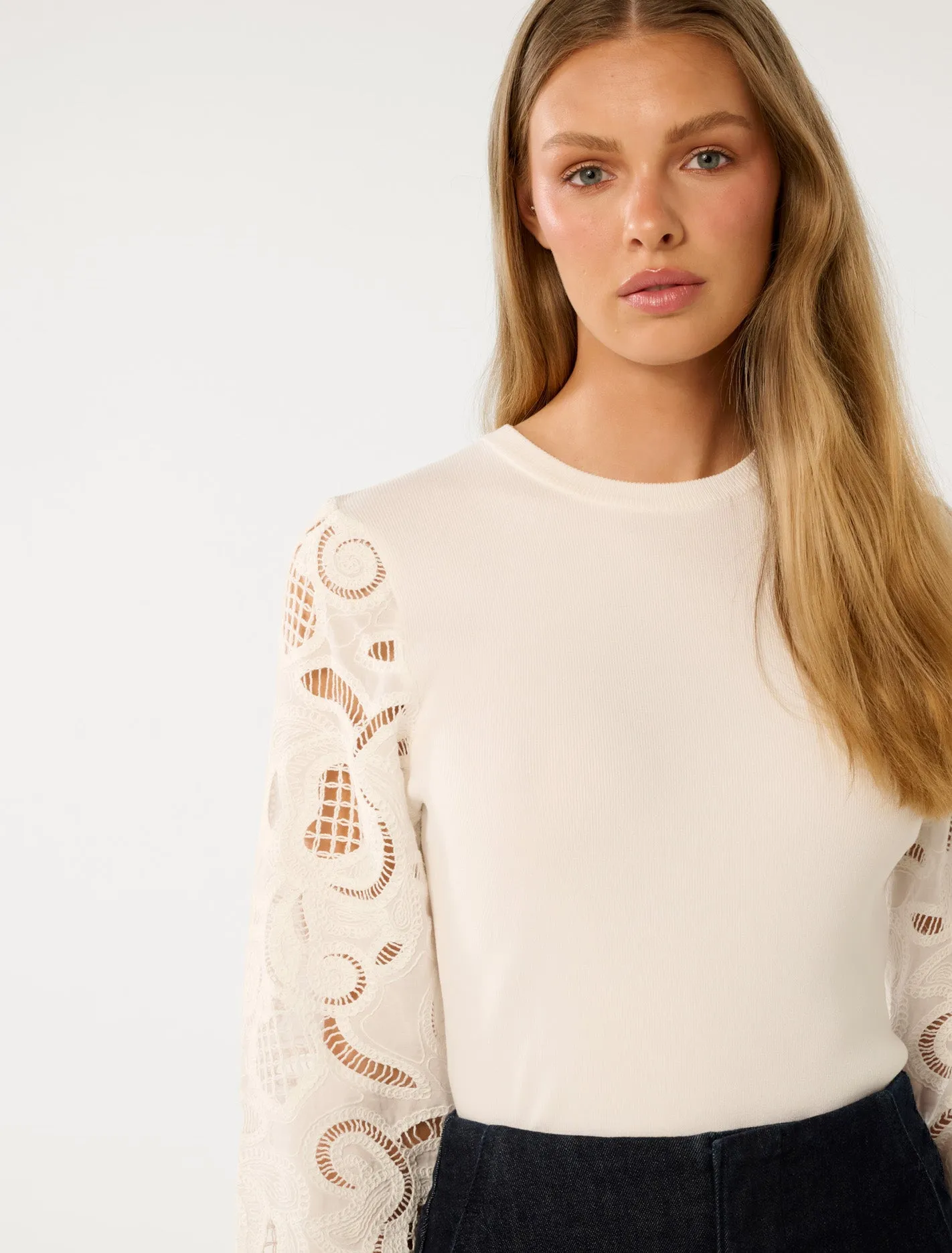 Charlie Woven Sleeve Knit Top