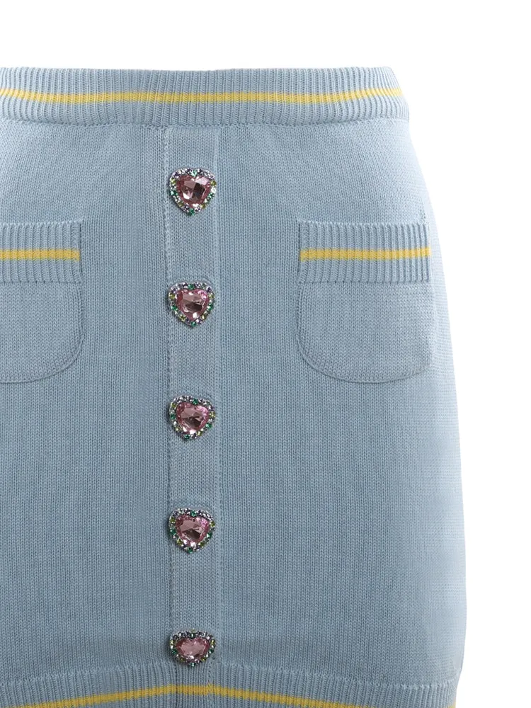 Chiara Ferragni Crystal-Embellished Knitted Mini Skirt