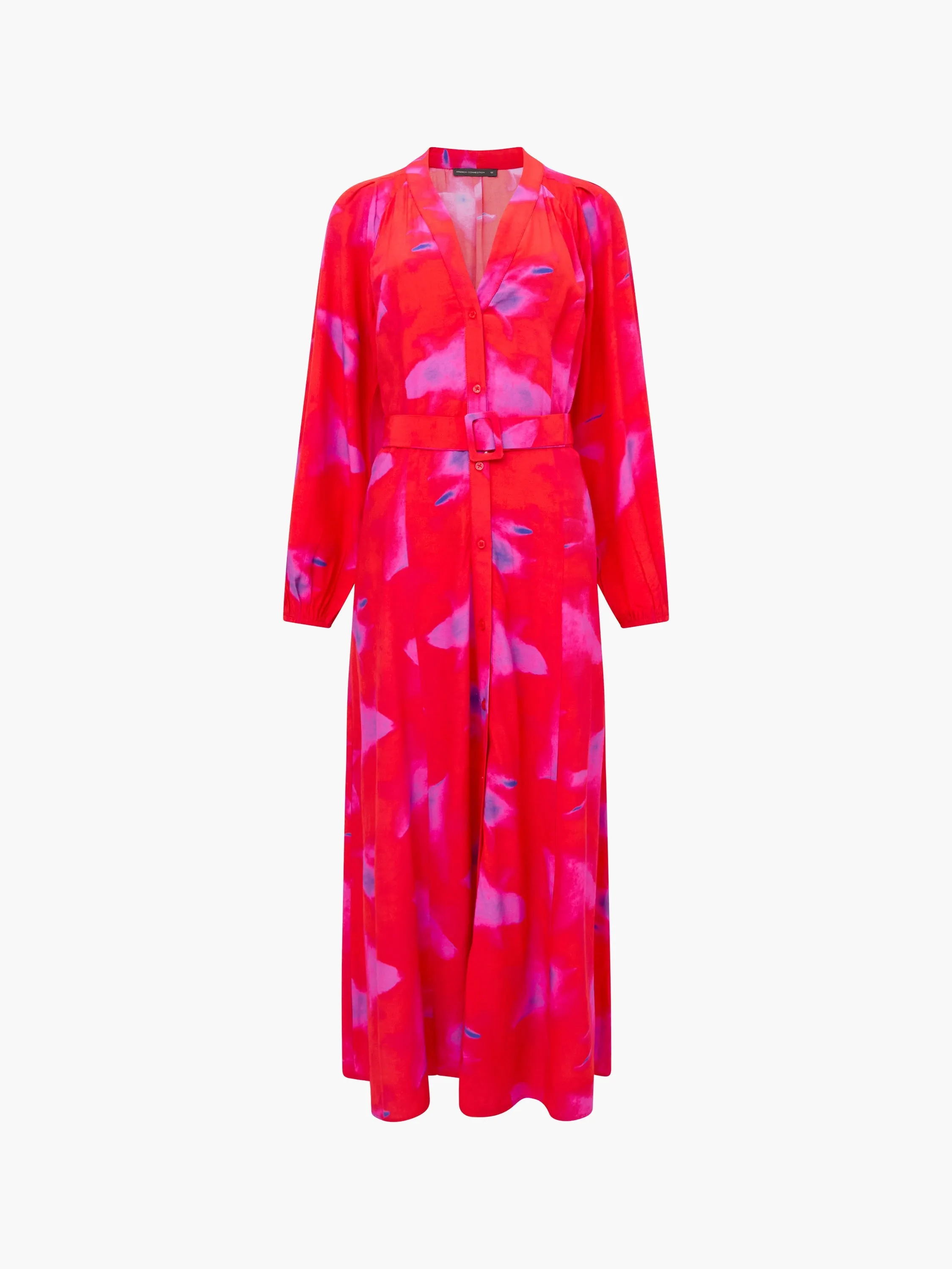 Christy Belted V Neck Midi Dress