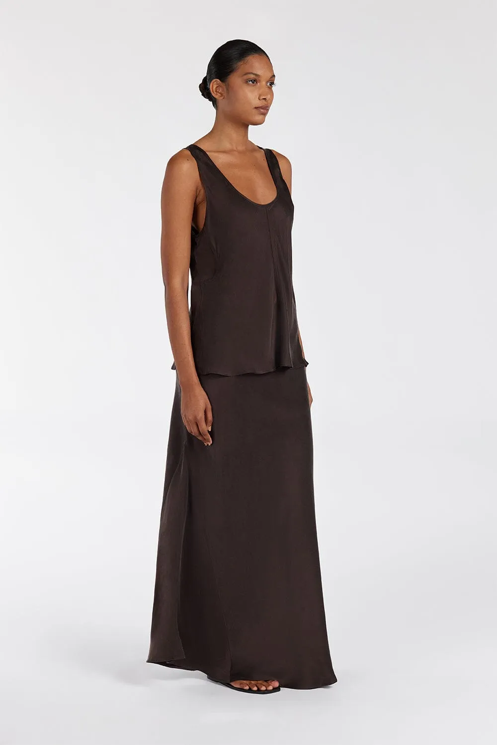COLETTE BITTER CHOC SILK CAMI TOP