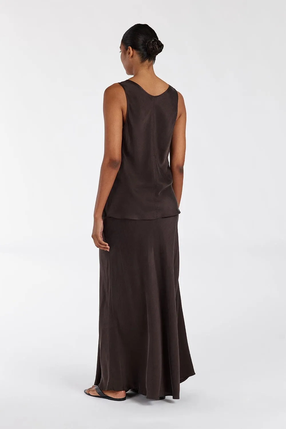 COLETTE BITTER CHOC SILK CAMI TOP