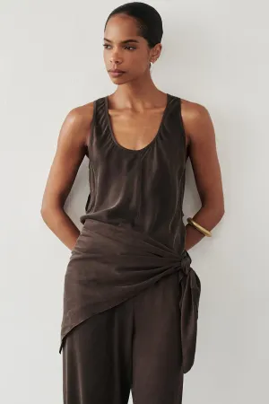 COLETTE BITTER CHOC SILK CAMI TOP