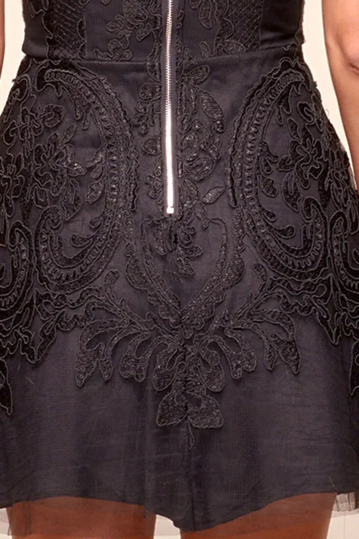 Diaz Glam Embroidered Fit and Flare Dress Black