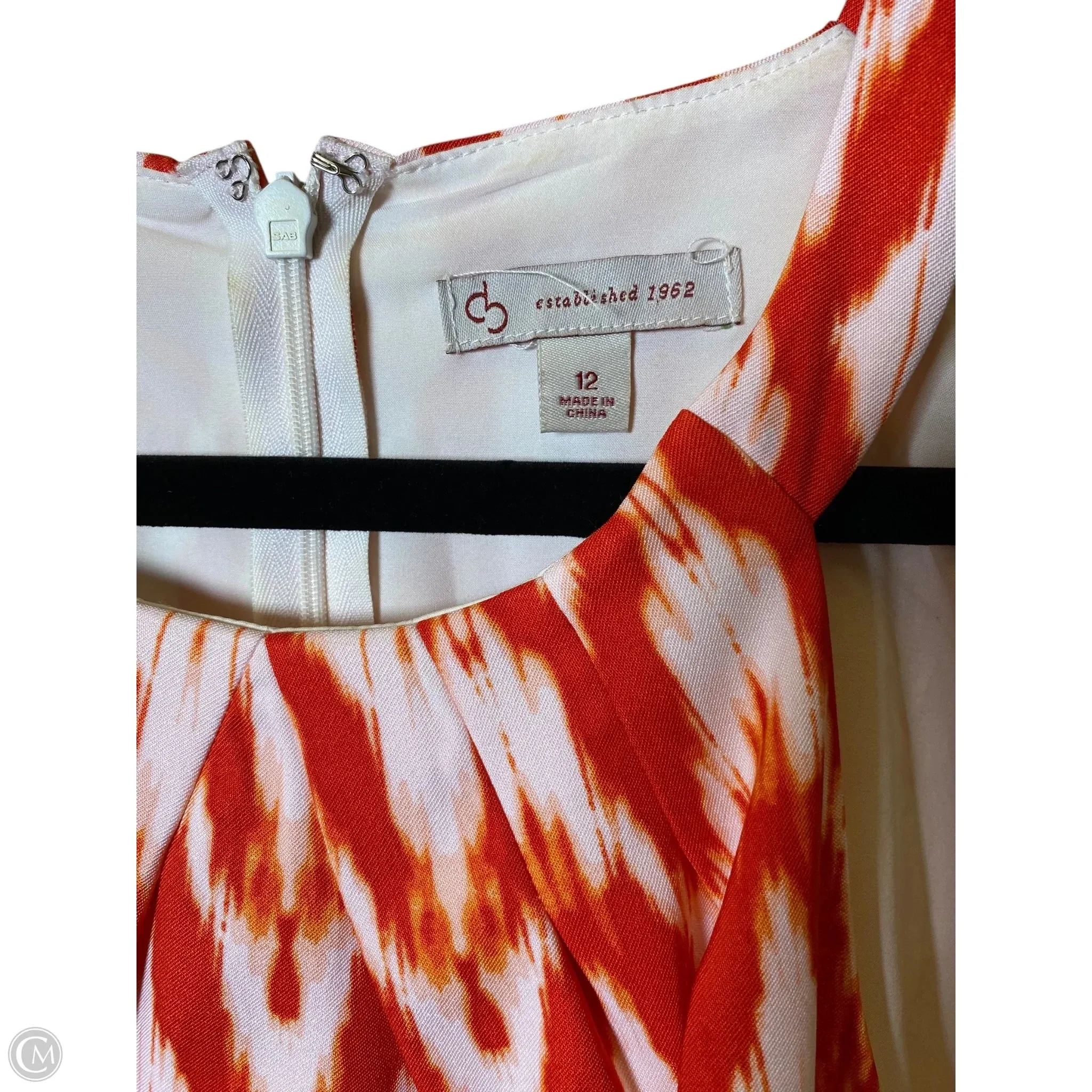 Dress Casual Midi By Cato In Orange & White, Size: 12