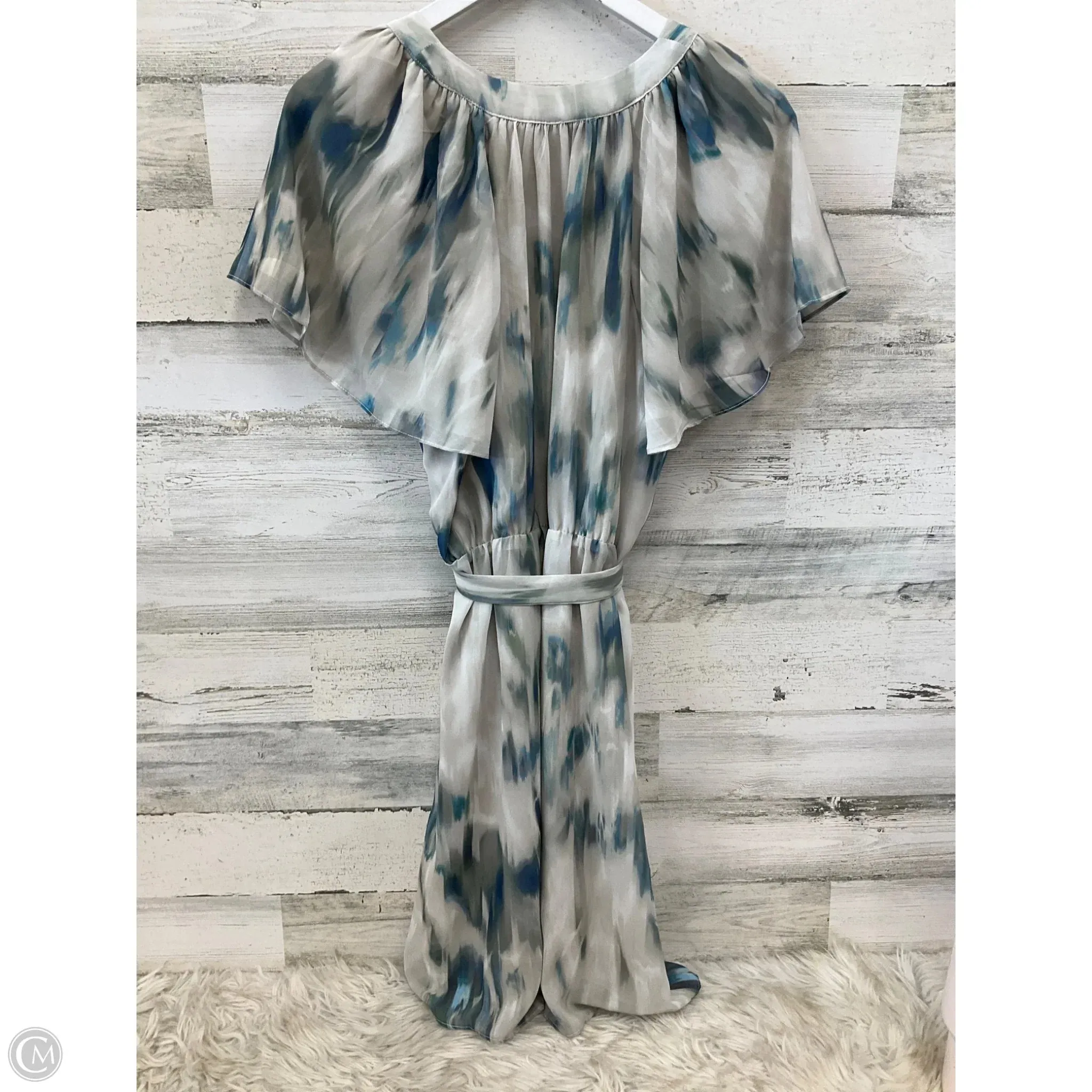 Dress Casual Midi By H&m In Blue & Cream, Size: L