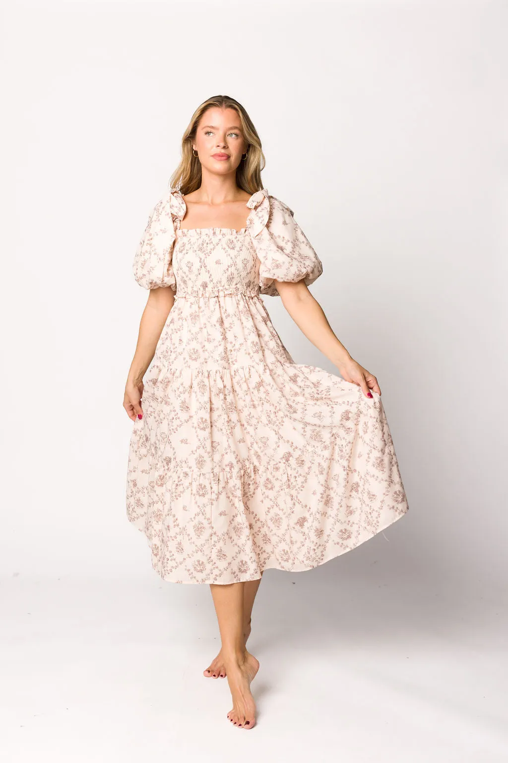 Elena Toile Print Midi Dress