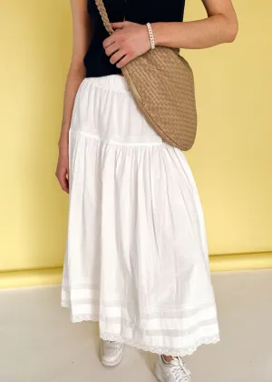 Eloise Eyelet Trimmed Midi Skirt - Off White