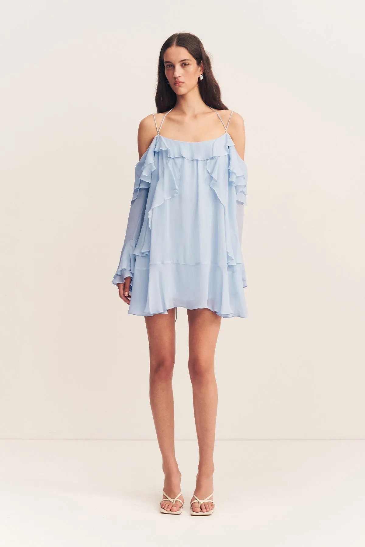 EMORY TIERED MINI DRESS - ARCADIAN BLUE