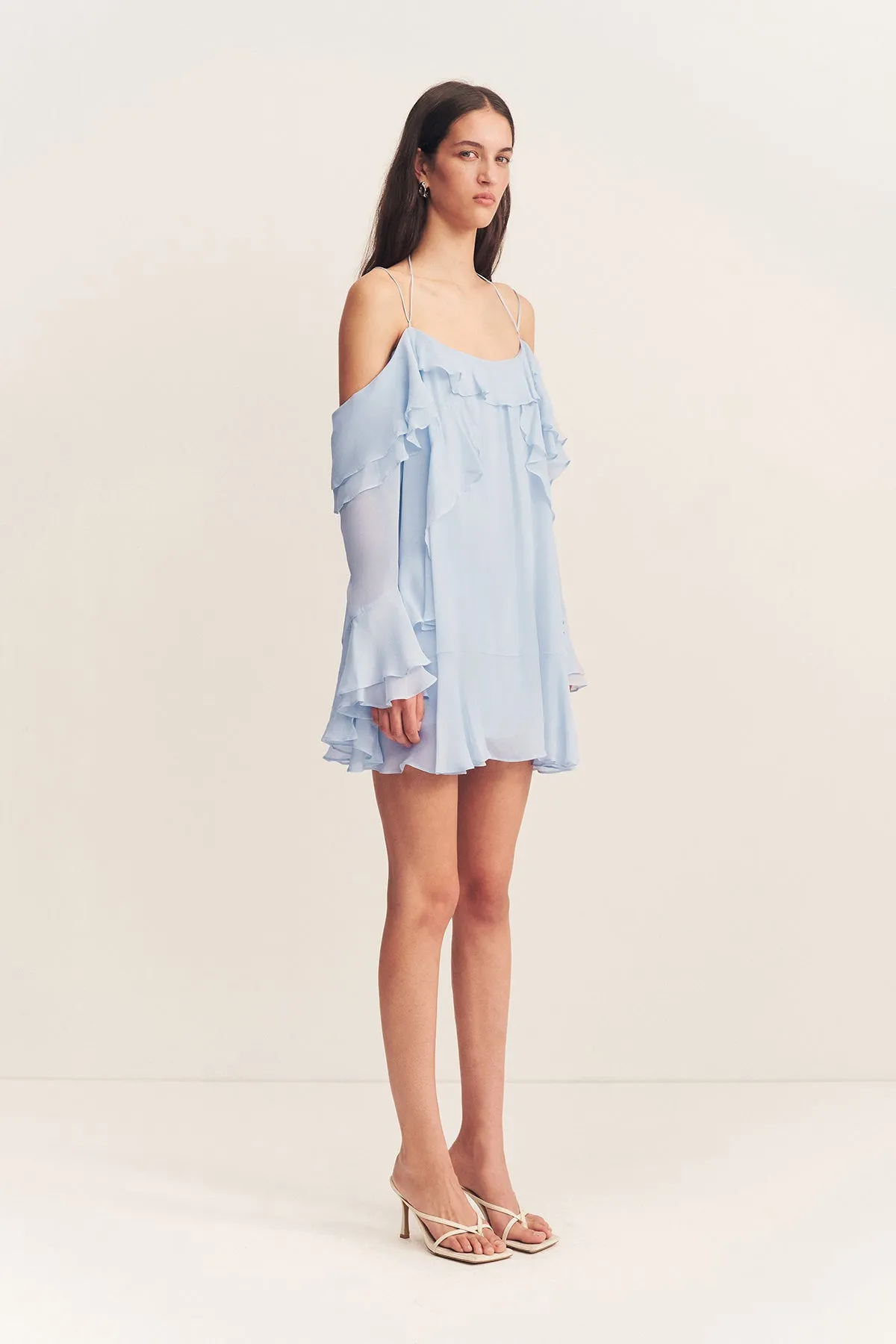 EMORY TIERED MINI DRESS - ARCADIAN BLUE