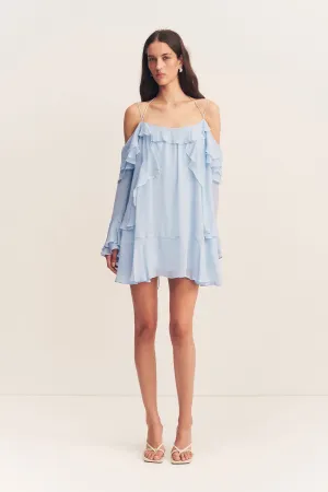 EMORY TIERED MINI DRESS - ARCADIAN BLUE