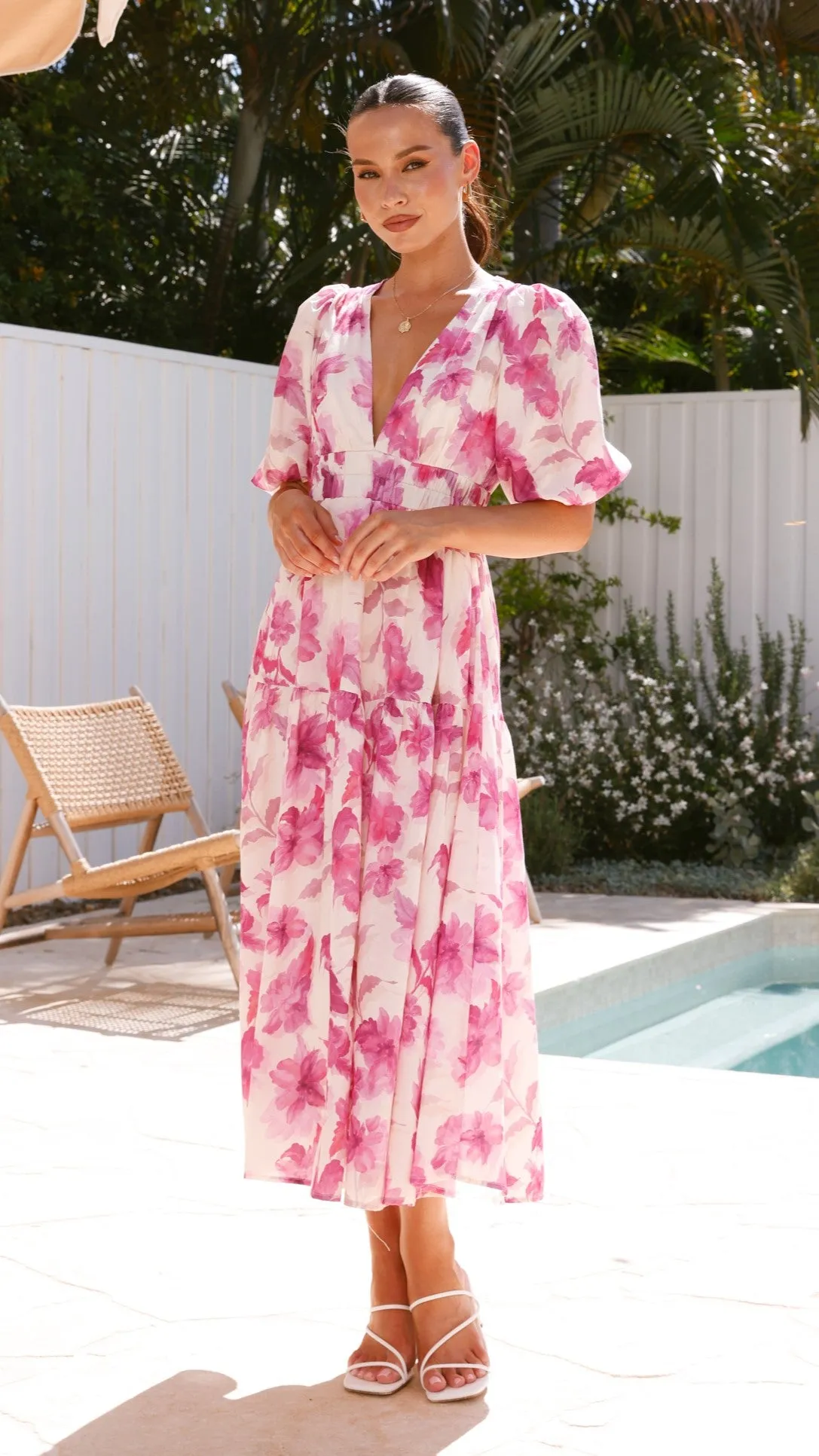Erin Midi Dress - Pink Floral